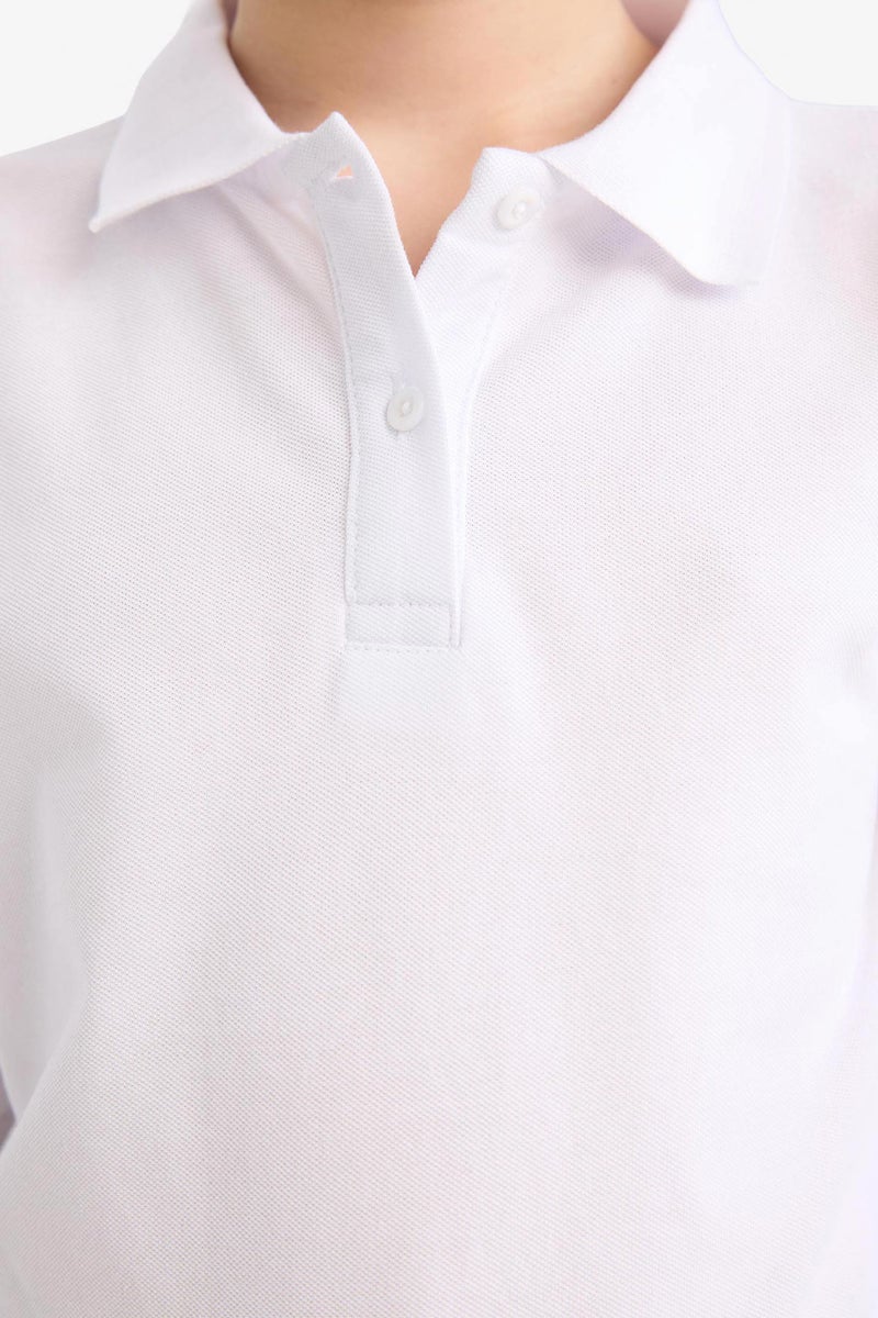 ديفاكتو تيشيرت بولو بناتي بيزك بيكيه كم طويل قصة عادية - Image 4